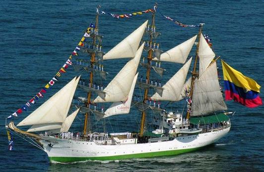 El ARC Gloria es una academia flotante en la que se entrenan los marinos de Colombia. Foto: Embajada de Colombia.